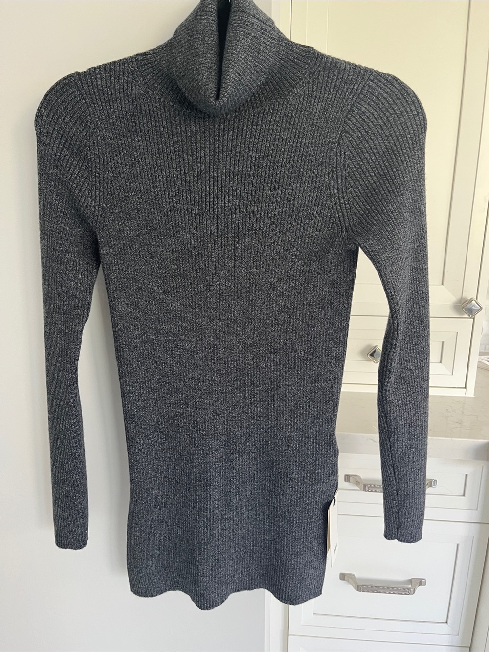 Women's Charcoal Ribbed Turtleneck Sweater